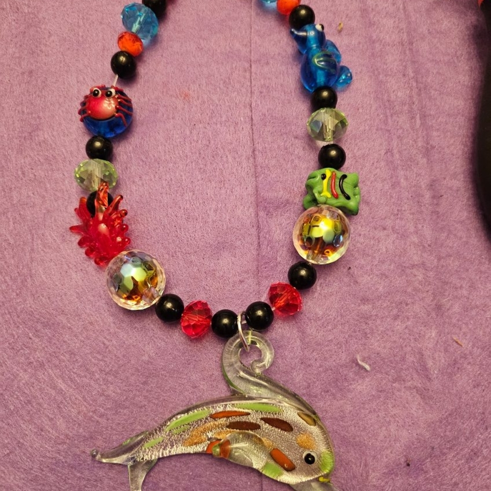 Taiena Designed Handmade Colorful Fish Pendant Necklace for Pets
